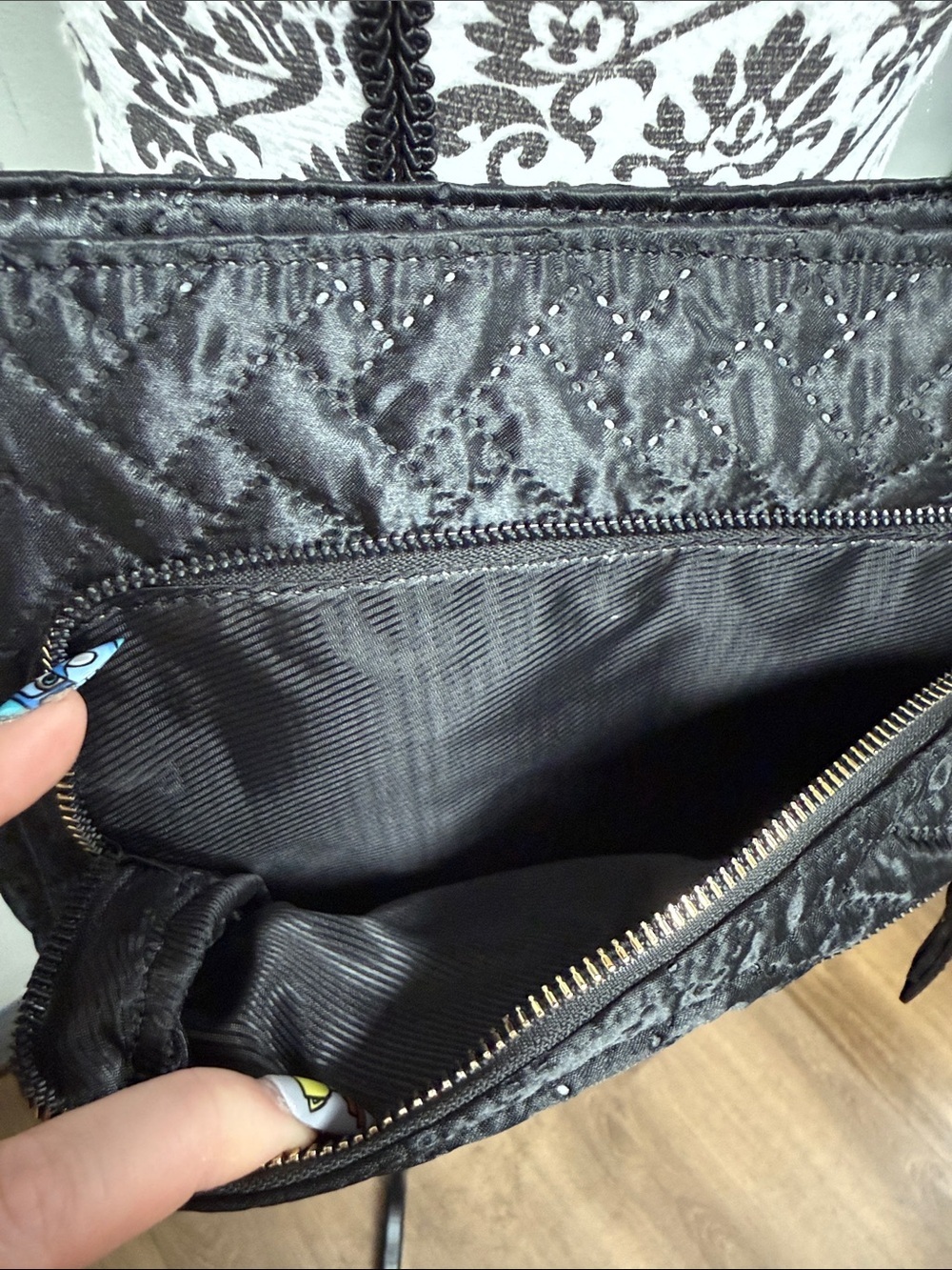 Mona B Black Quilted Crossbody Bag with Gold Hardware - Picture 7 of 10